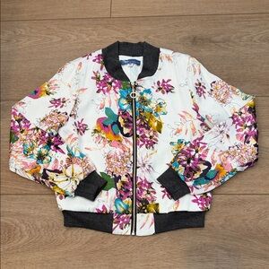 Floral Kids Jacket with gray Trim